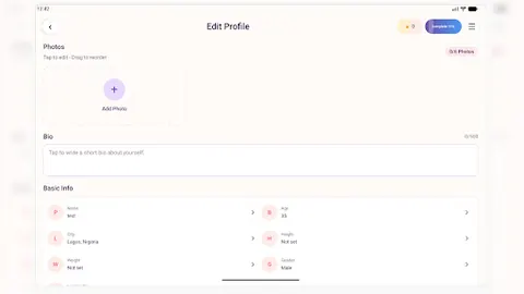 Build your profile in the Meetance Android app
