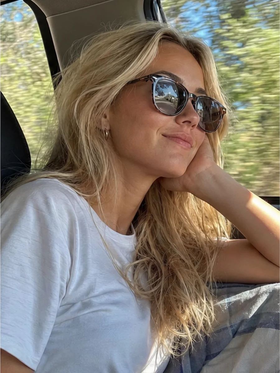 Car back seat pose 3 with a fictional adult model