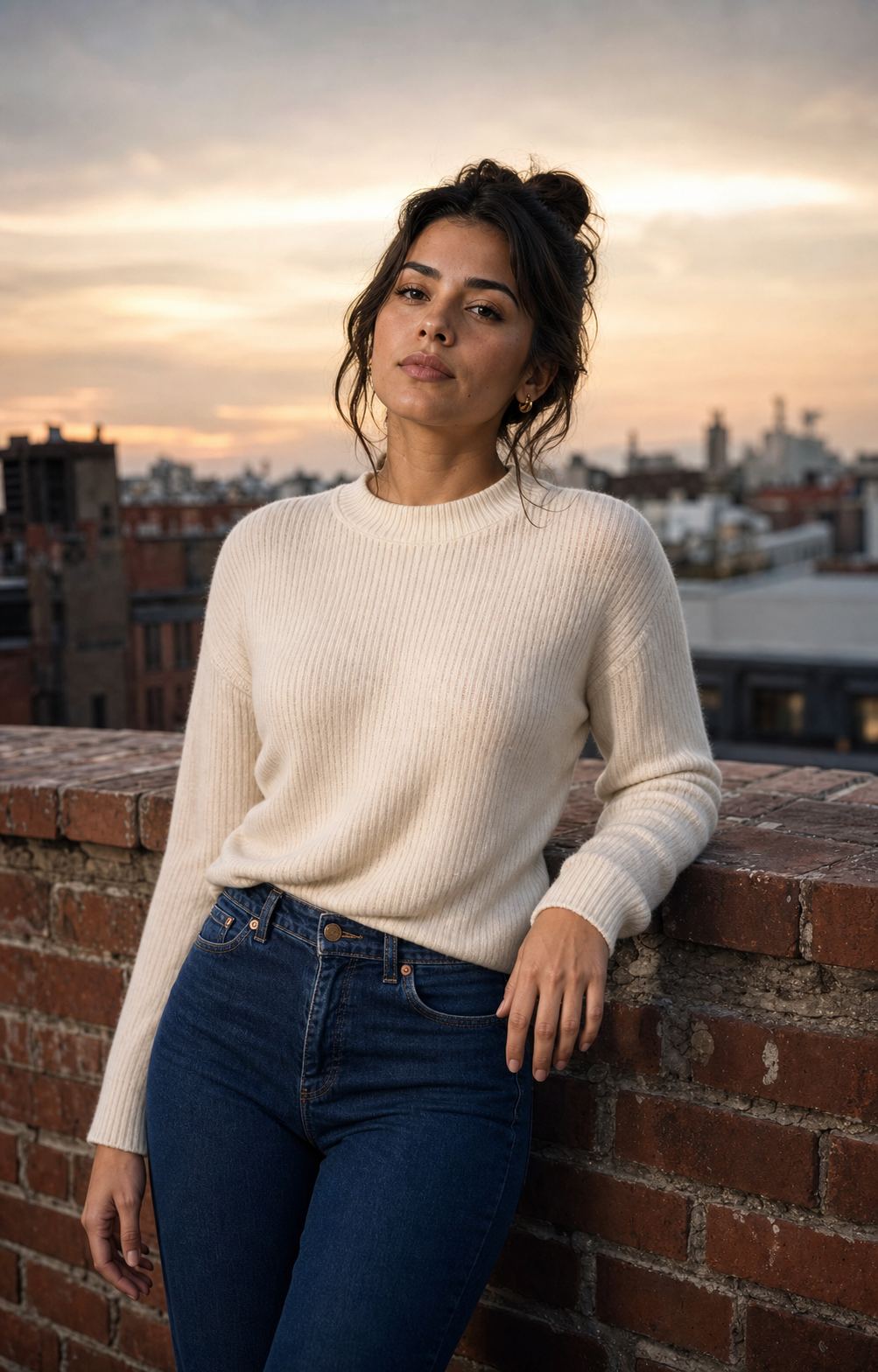 Ivory Modern Rooftop Portrait featuring a fictional adult fashion model