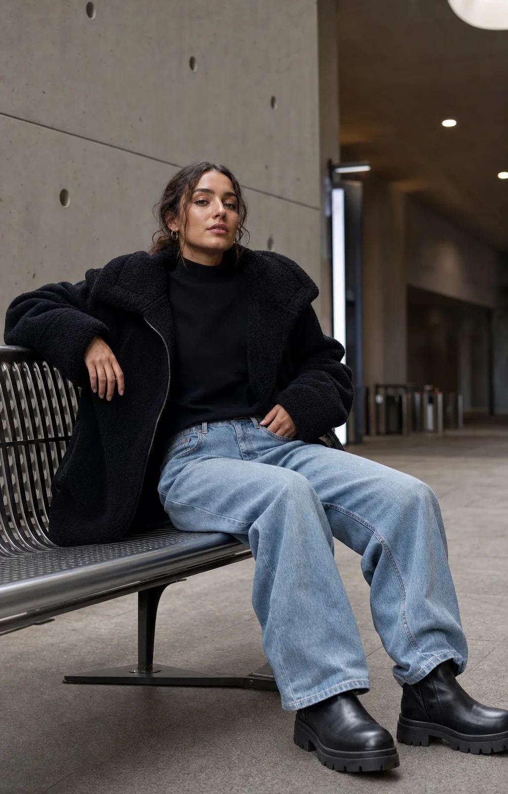 Urban Black Baggy Jeans worn by a fictional adult model