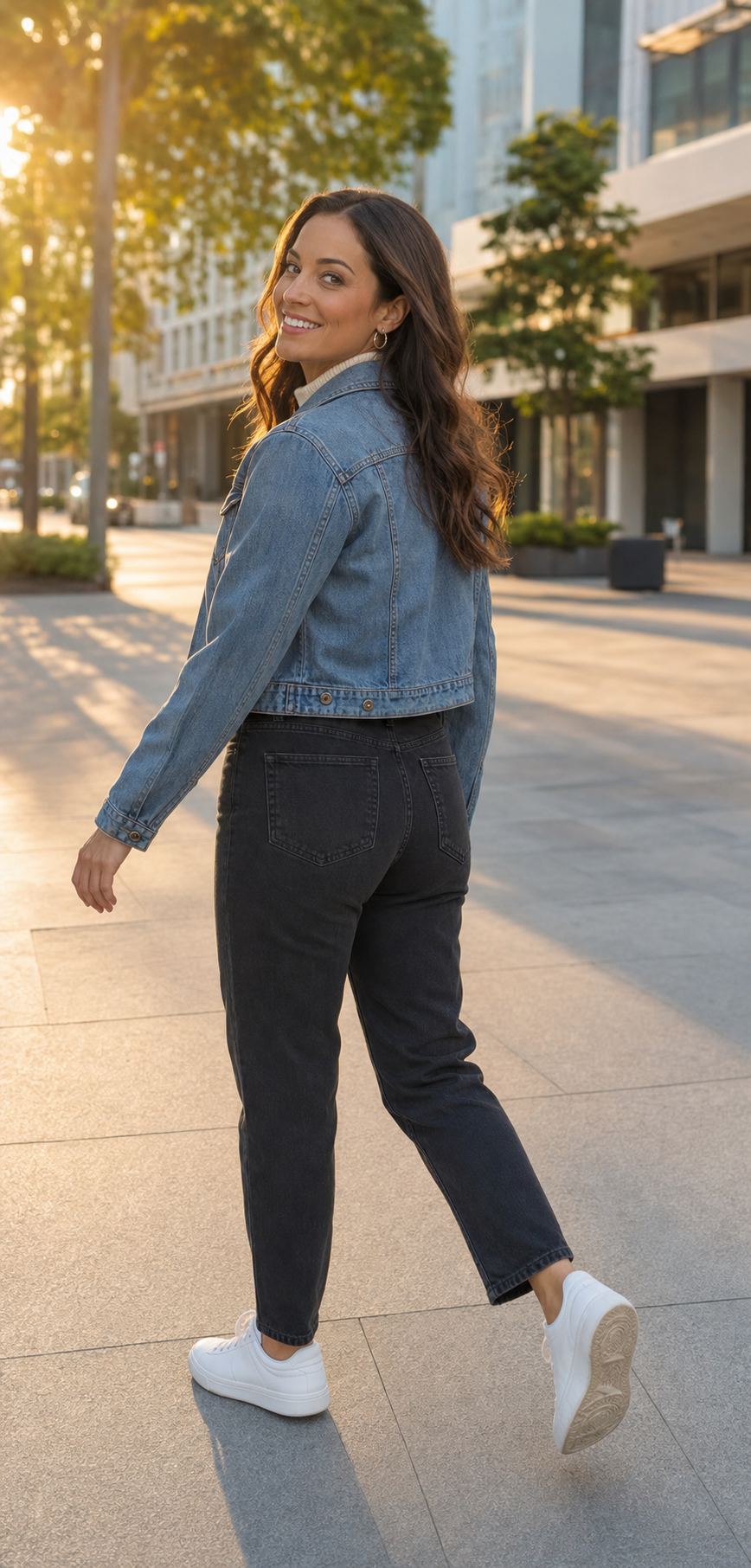 Golden Hour Look-Back Pose with a fictional adult model