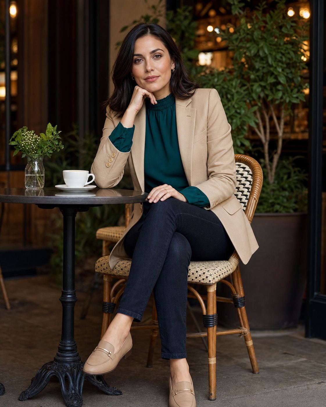 Cafe Chin-Rest Pose with a fictional adult model