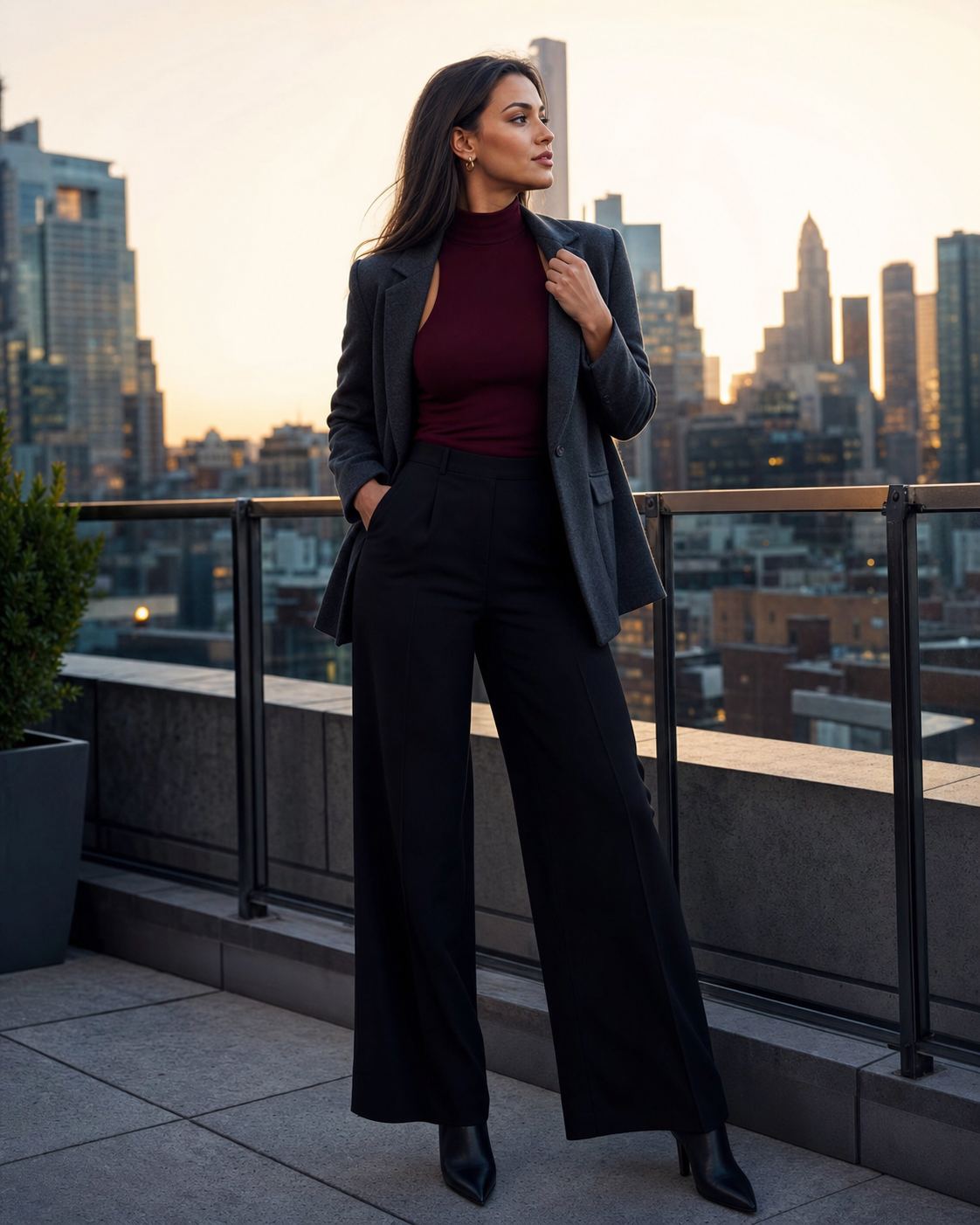 Rooftop Jacket Pose with a fictional adult model