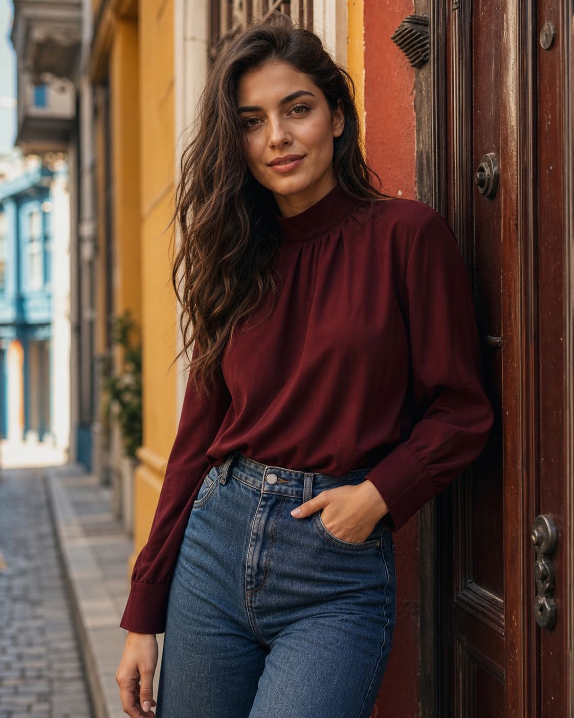 Istanbul Burgundy Walk featuring a fictional adult fashion model